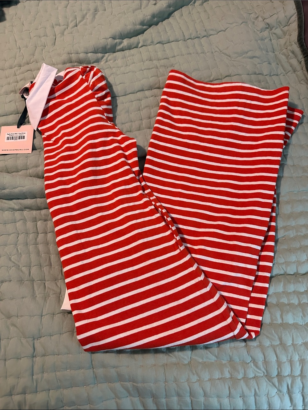 BUBU Red & White Striped Maxi Dress with Polo Collar - Picture 4 of 5